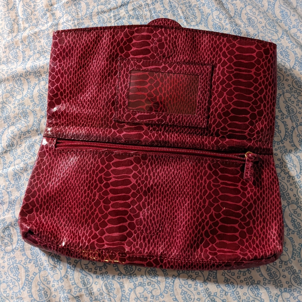 Fuchsia Python Snake Skin Envelope Clutch Bag - image 4
